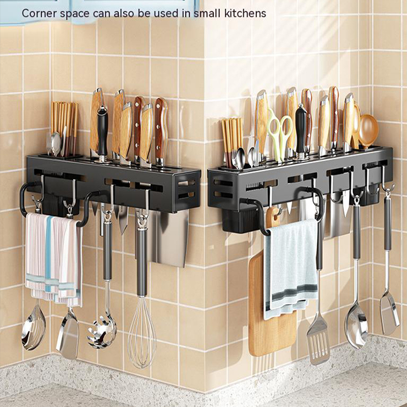 Kitchen Gadgets Rack Storage - Wandmontage keukenorganizer messenrek geïntegreerde bestekopslag met
