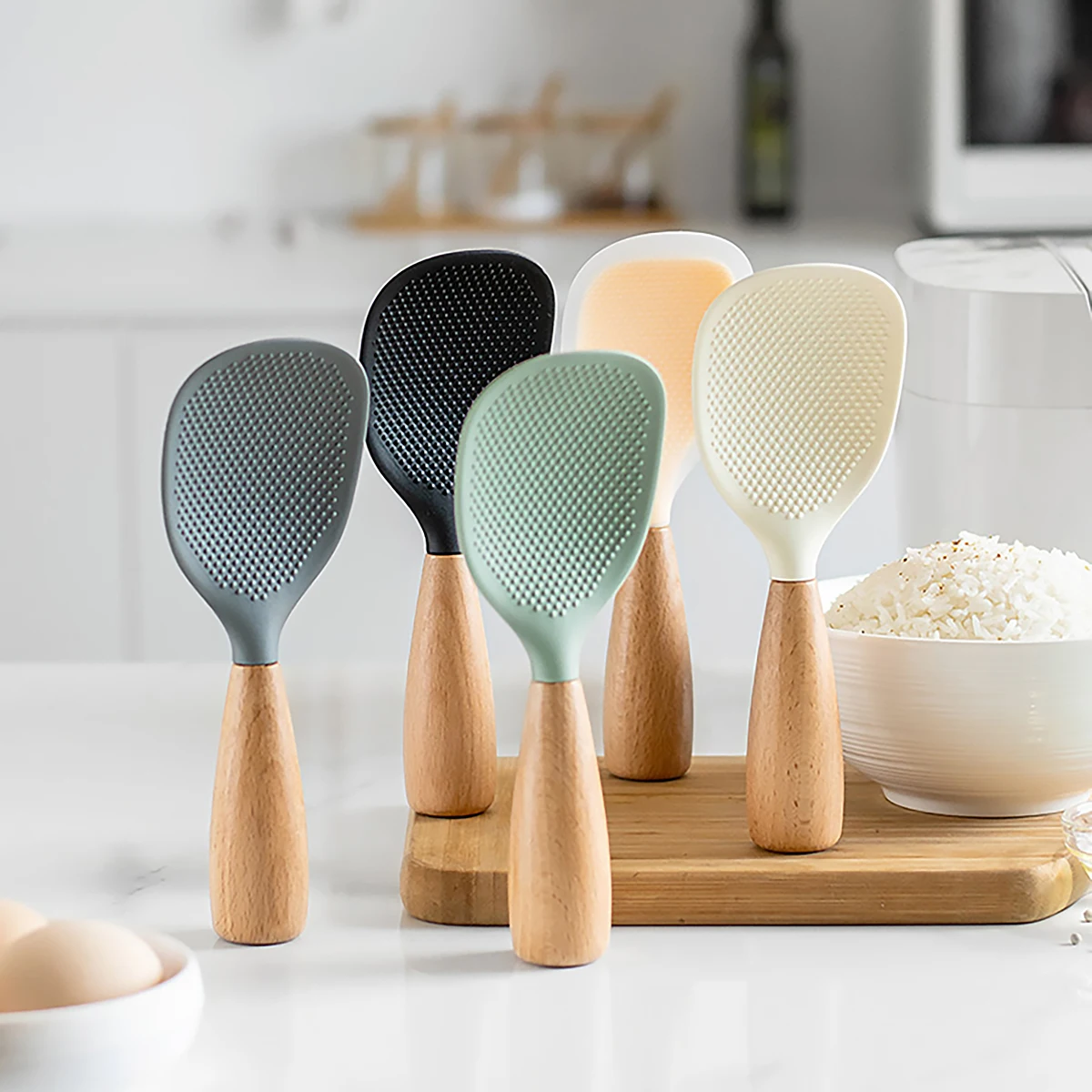 Kitchen Gadgets On Sale - Hangende Siliconen Rijstlepel Keukenlepel Steelpan Met