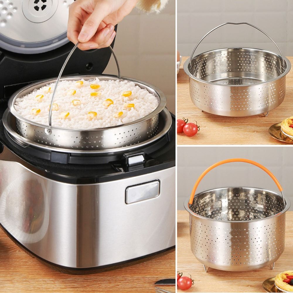 Silicone Steamer Basket - Roestvrijstalen Voedselstomer Keuken Rijst Snelkookpan Dampend