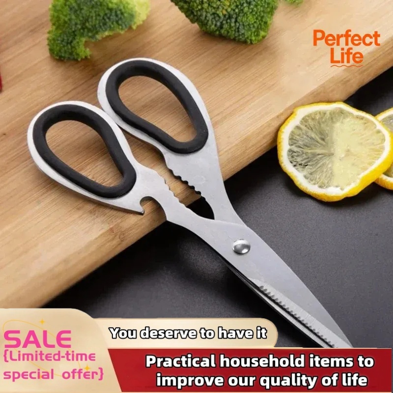 Kitchen Gadgets Latest - Multifunctionele roestvrijstalen keukenschaar, krachtige huishoudschaar voor