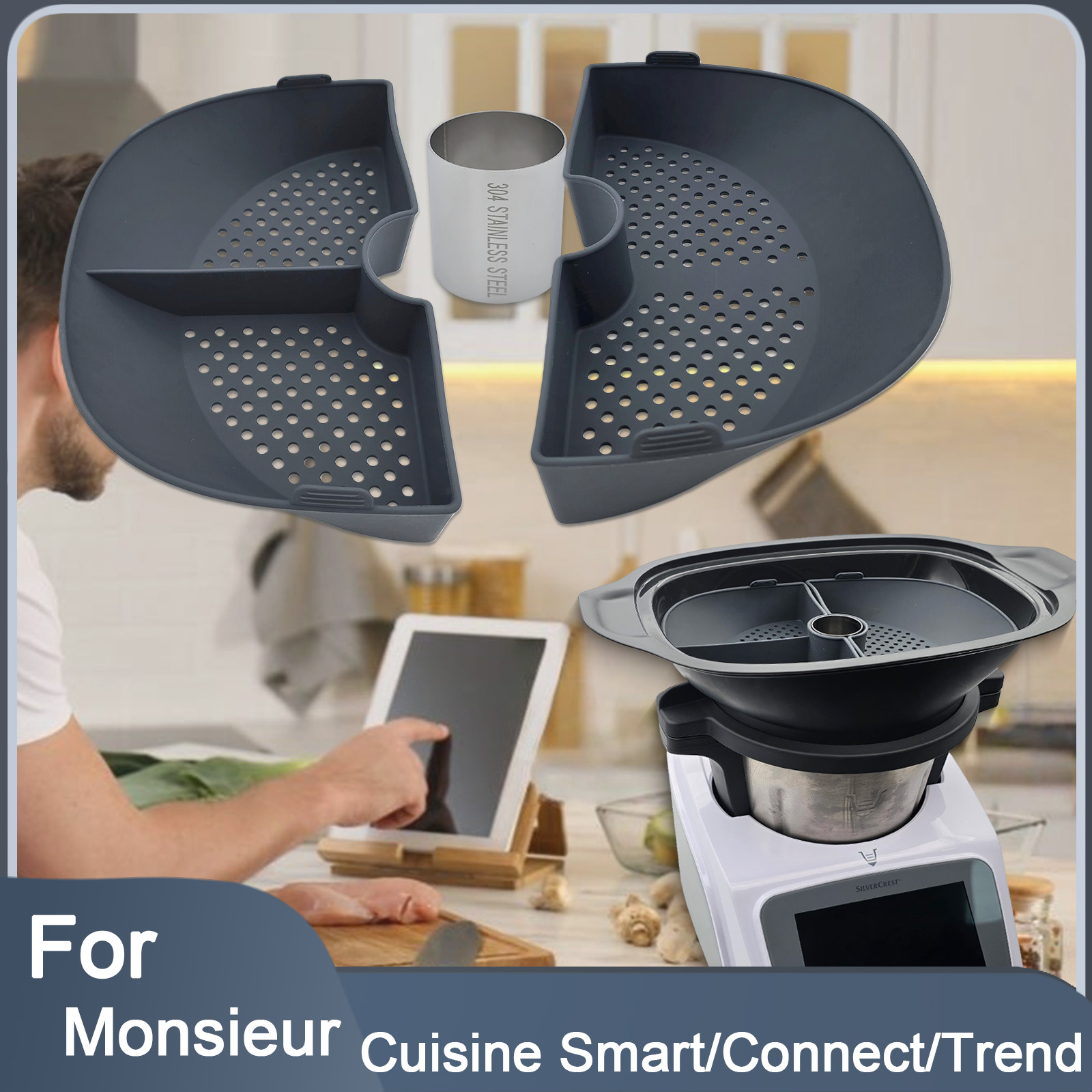 Silicone Steamer Basket - Siliconen stoommandverdeler voor Monsieur Cuisine Smart/Connect/Trend,