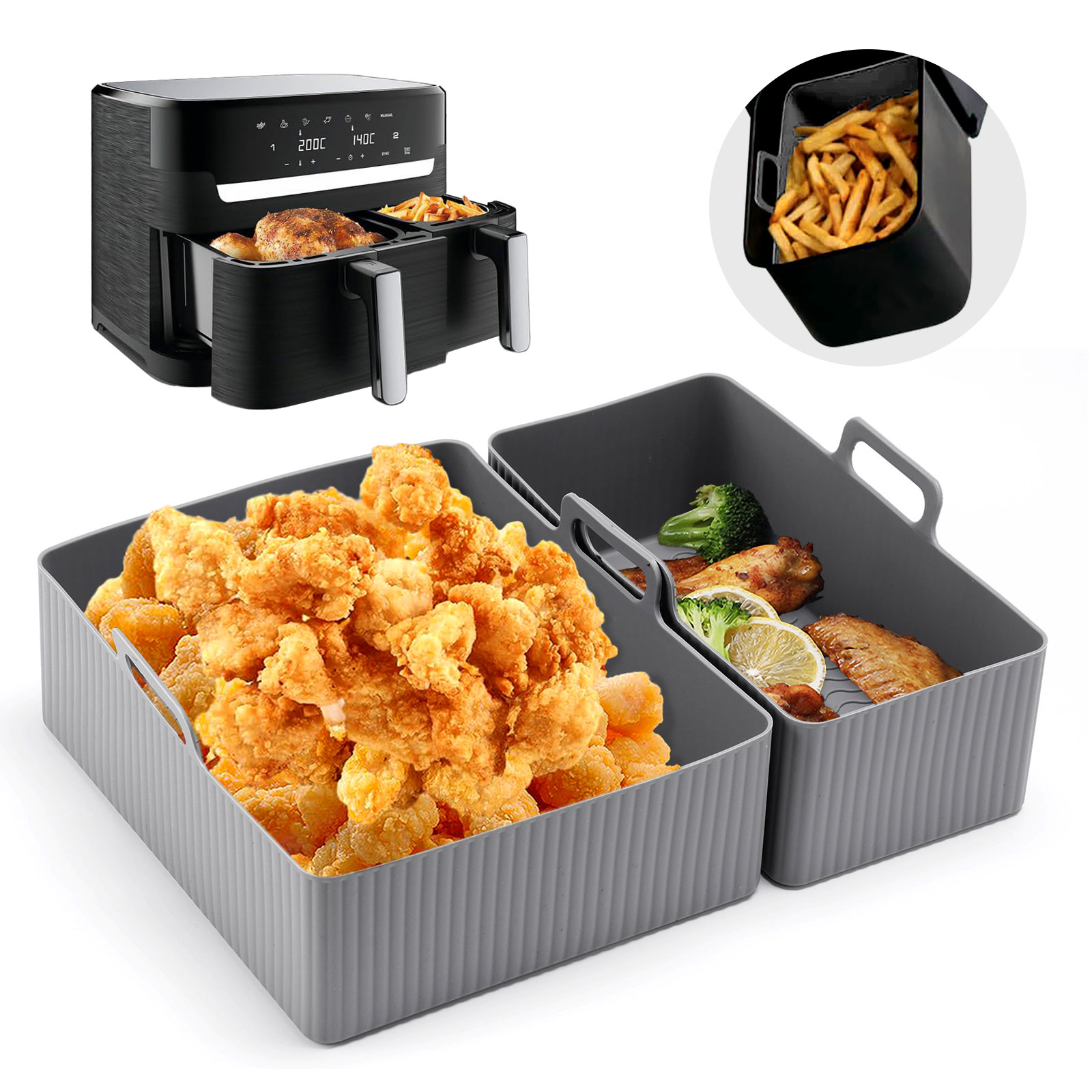 Silicone Steamer Basket - 2 Stuks Set Siliconen Lucht Friteuse