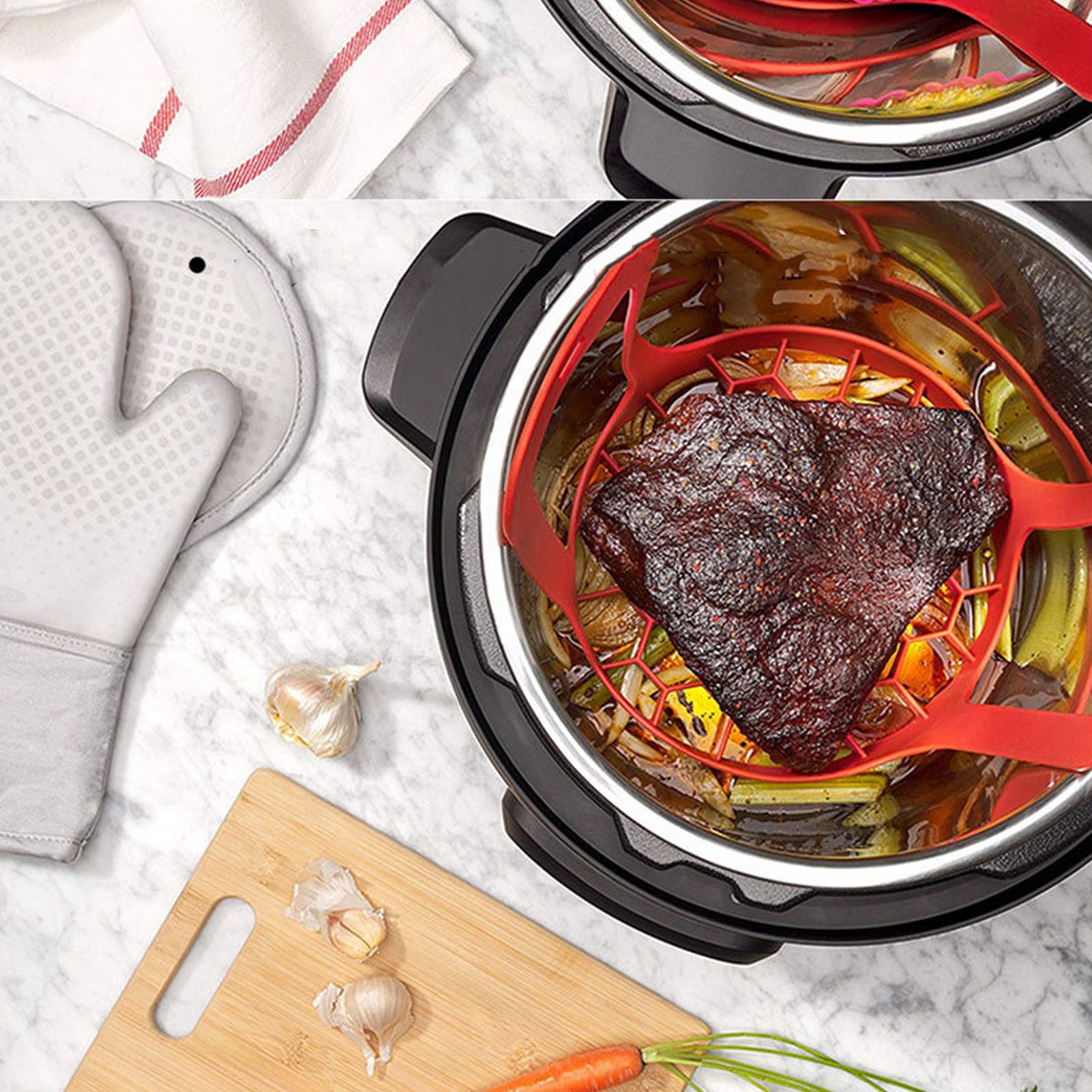 4-delige set siliconen keukeng - Silicone Steamer Basket recensie en prijs