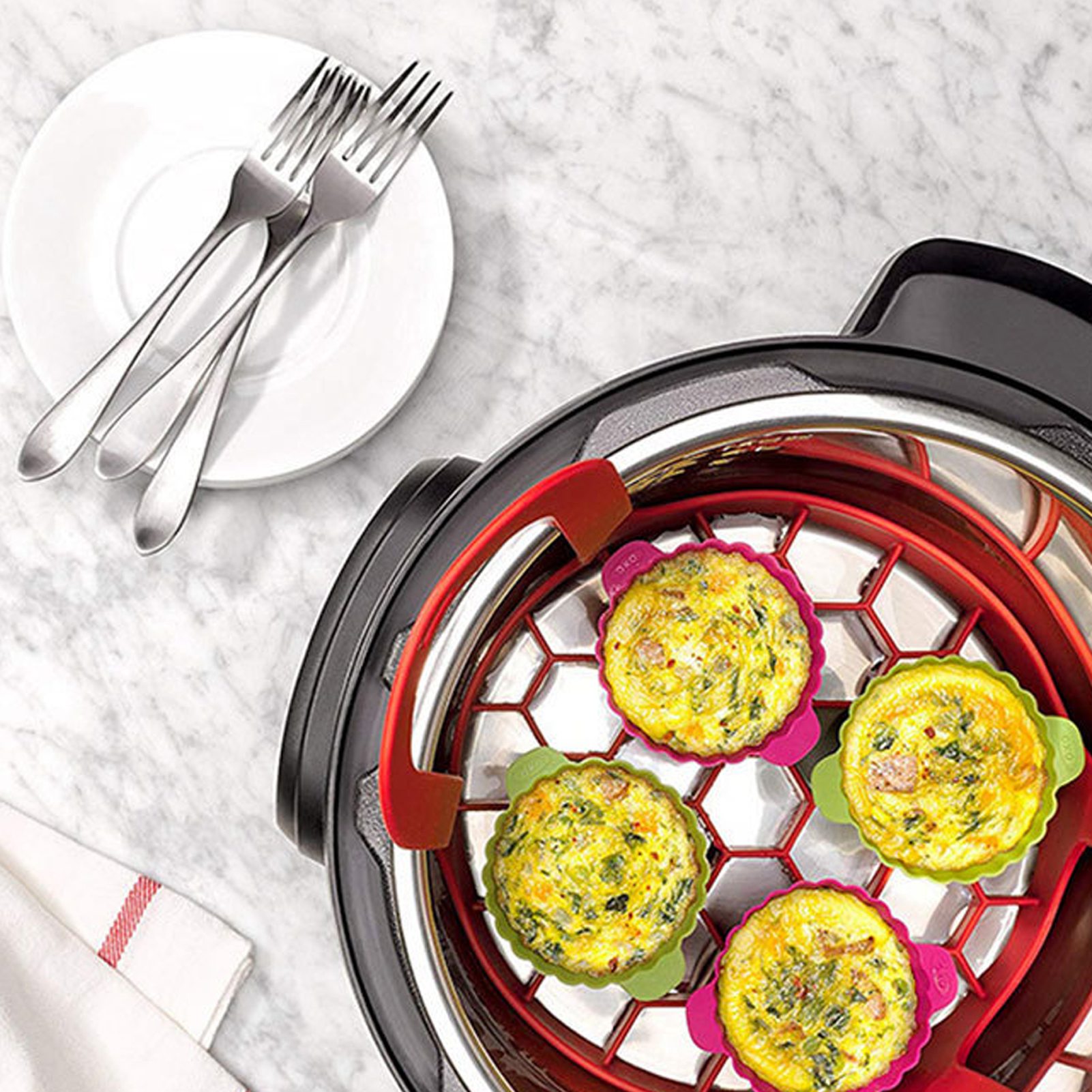 4-delige set siliconen keukeng - Silicone Steamer Basket recensie en prijs