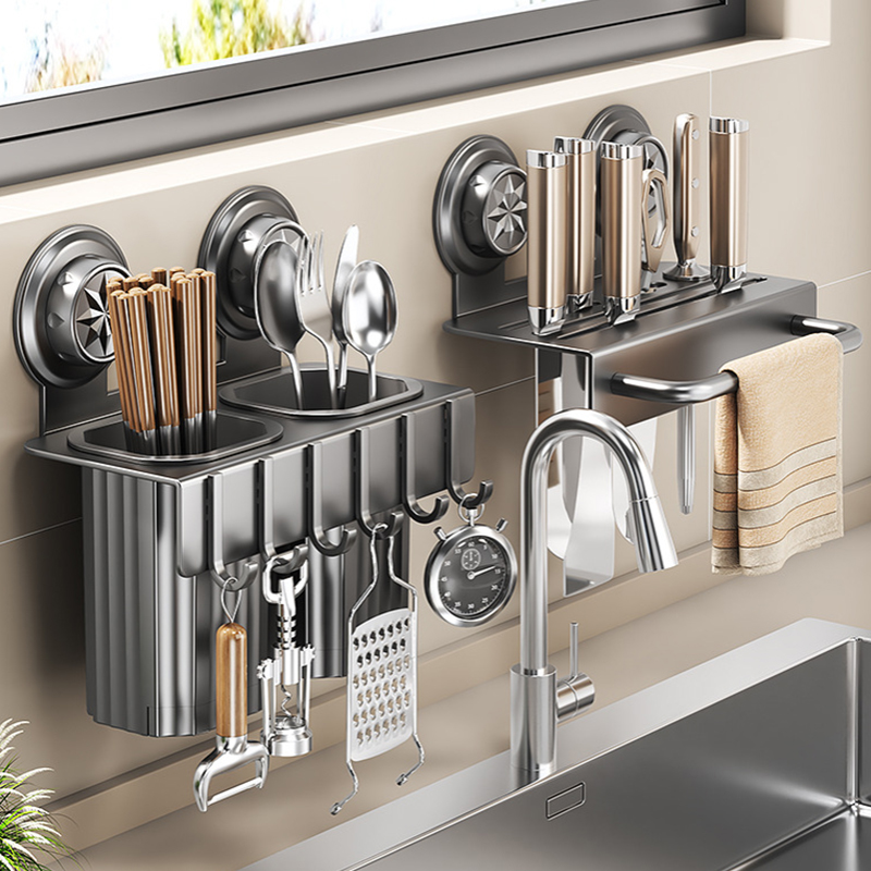 Zuigende wandgemonteerde keuke - Kitchen Gadgets Rack Storage recensie en prijs