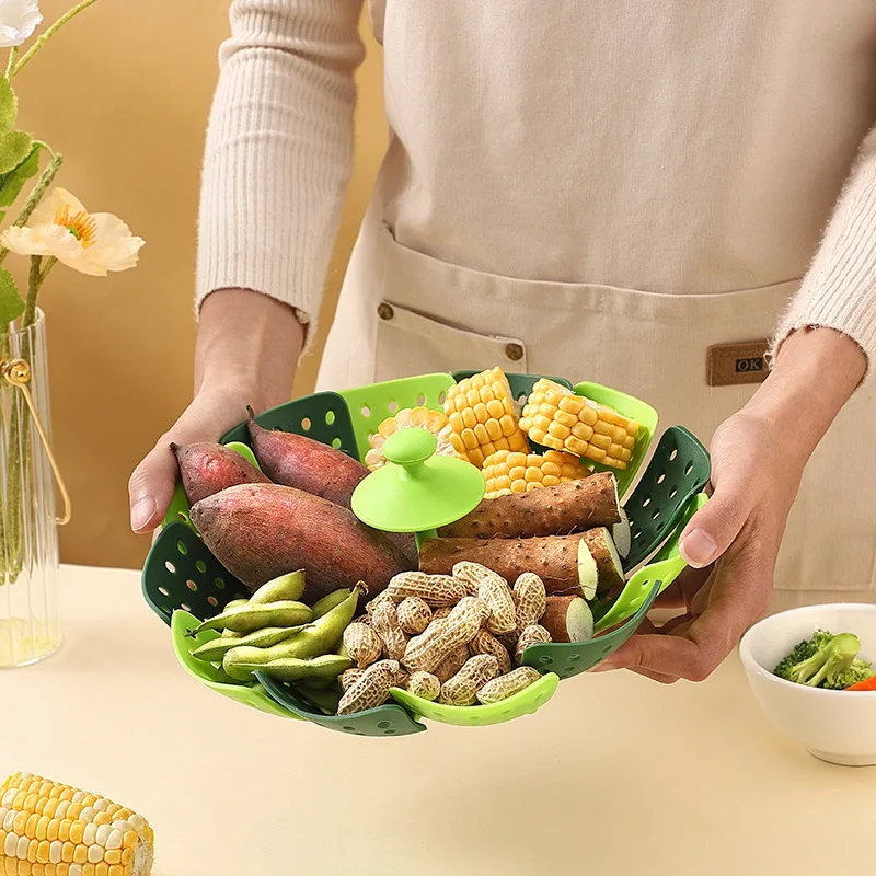 Opvouwbare voedselstomer Groen - Silicone Steamer Basket recensie en prijs