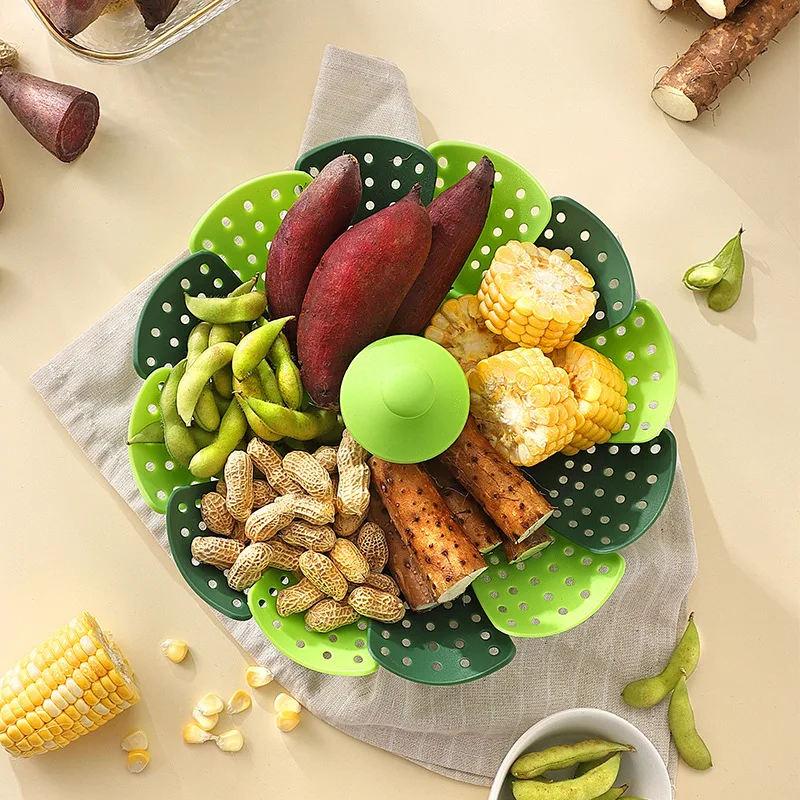 Opvouwbare voedselstomer Groen - Silicone Steamer Basket recensie en prijs