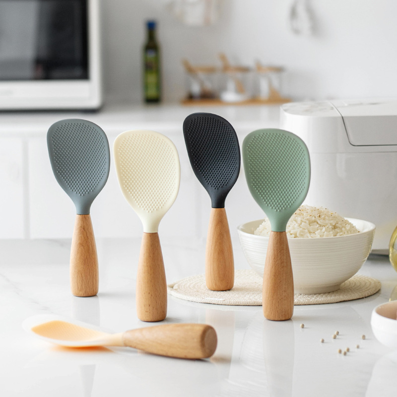 1PC houten handvat siliconen r - Kitchen Gadgets On Sale recensie en prijs